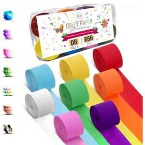 8 Rainbow Crepe Paper Streamers Rolls Party Decorations Birthday Wedding Decor